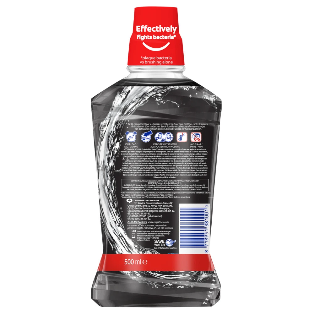 Colgate® 6x Colgate Mondwater Plax White + Charcoal - Afbeelding 2