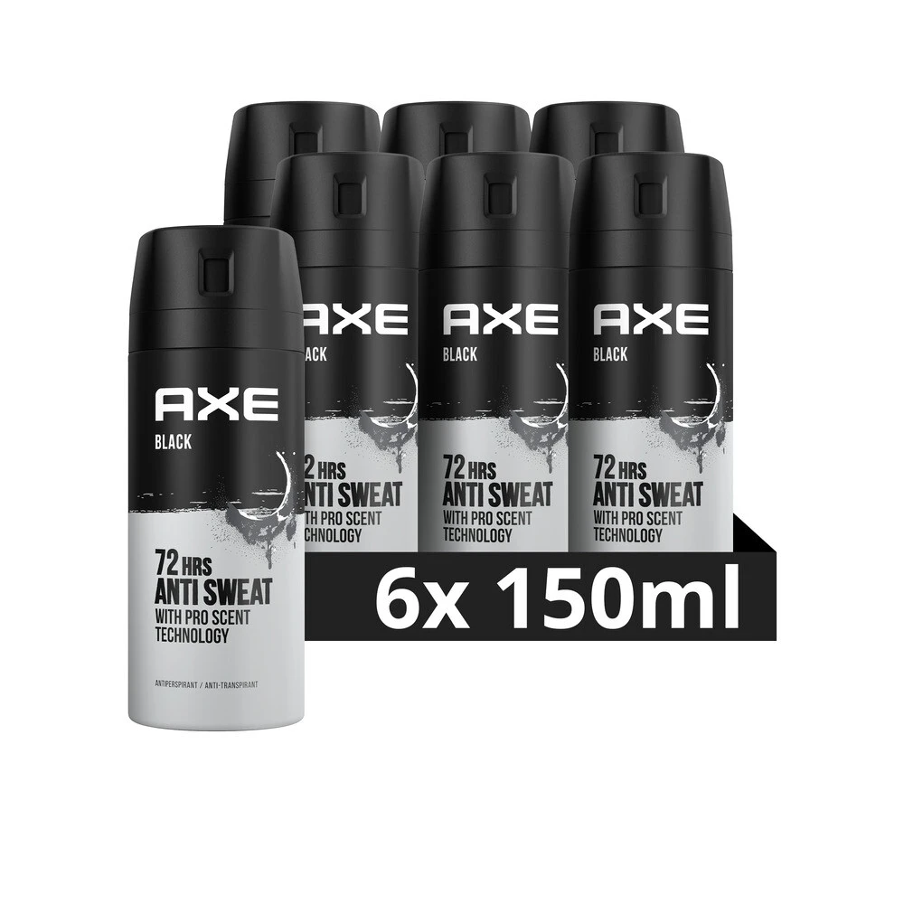 6x Axe Anti Transpirant Deodorant Spray Black Dry