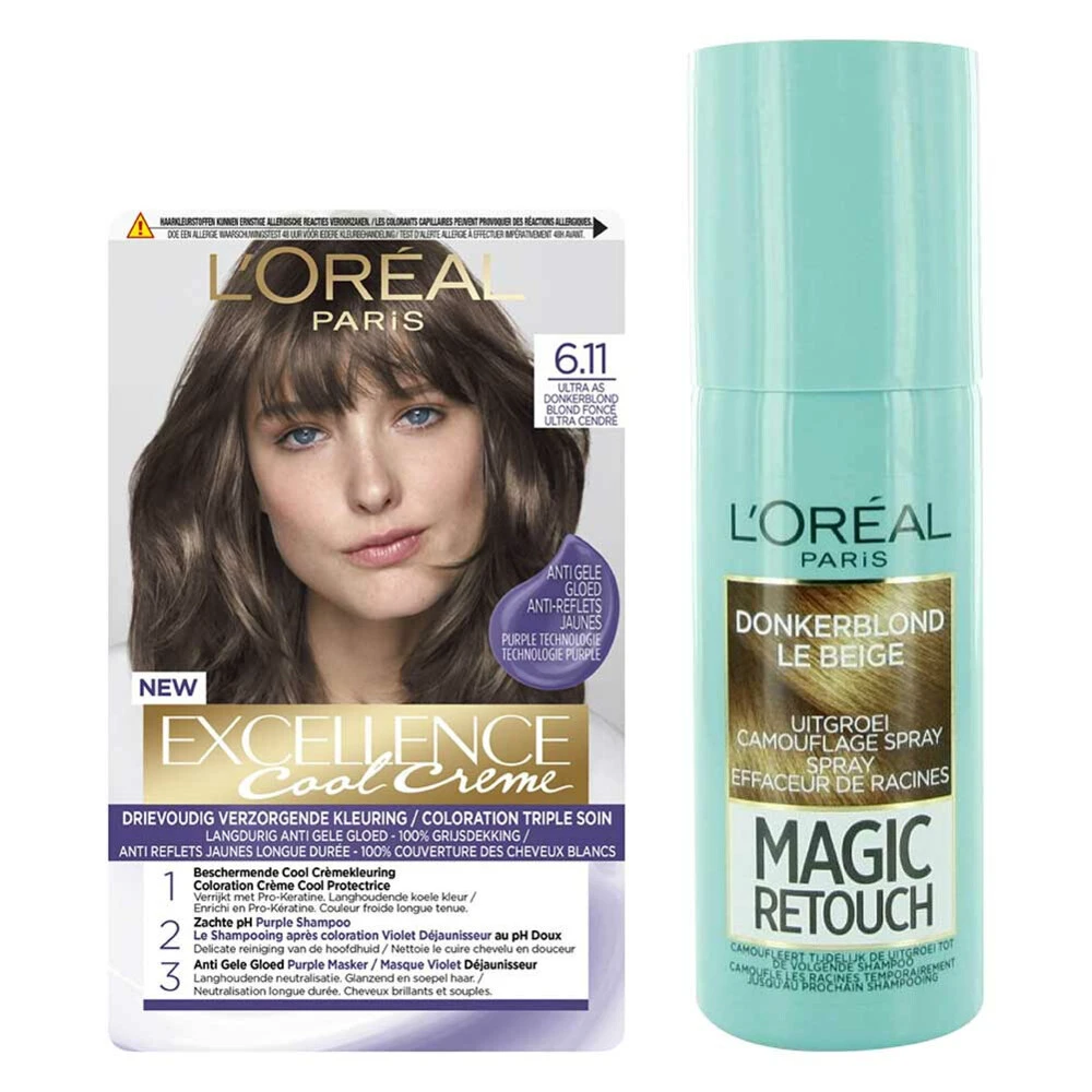 L'Oreal Lu0027Oréal Cool Cream - Donkerblond + Uitgroeispray Pakket