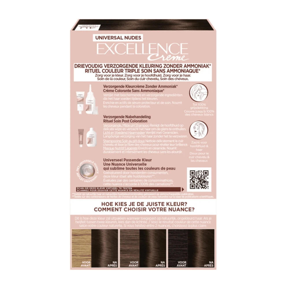 L'Oreal Lu0027Oréal Excellence Creme Universal Nudes 4U Universeel Middenbruin - Afbeelding 2