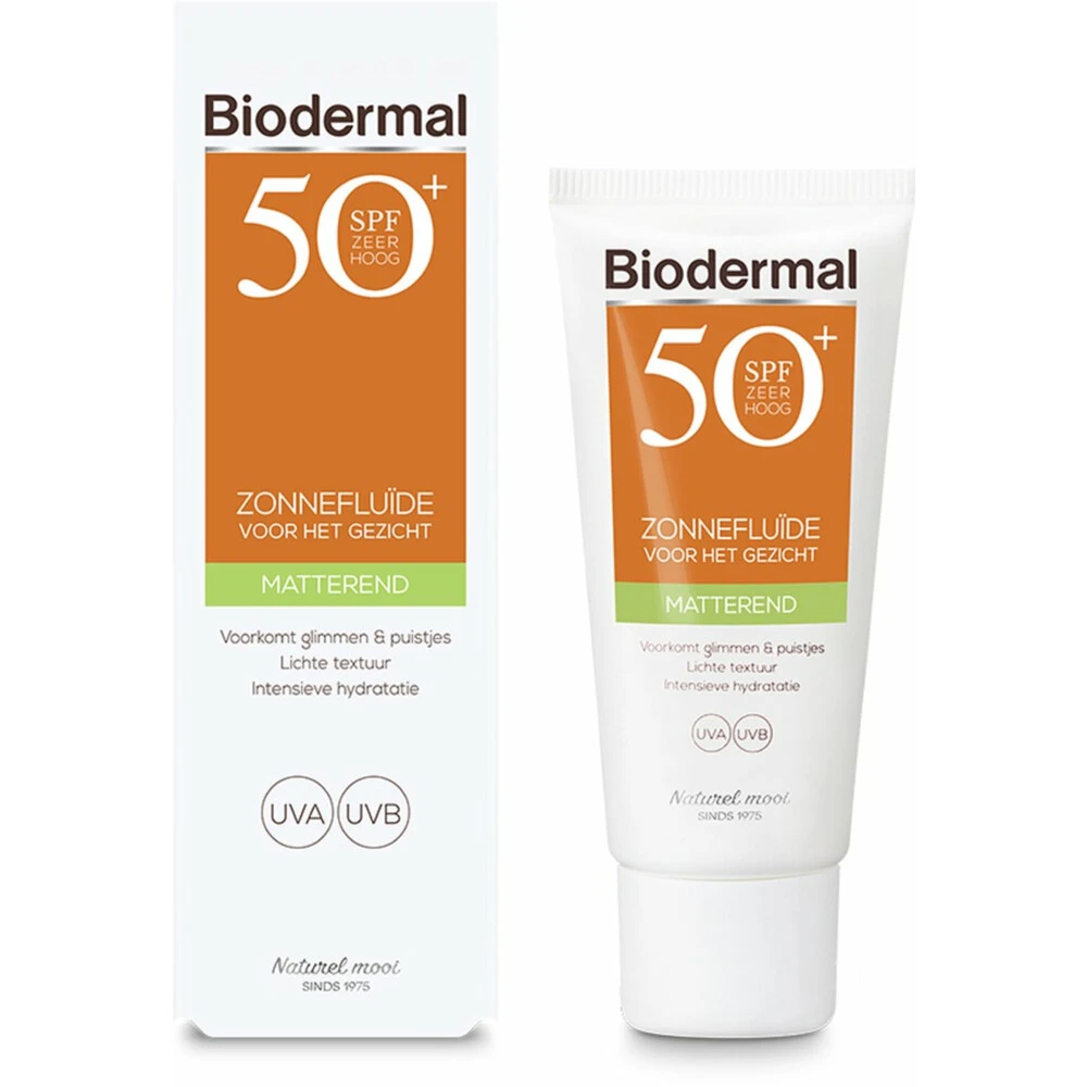 2x Biodermal Zonnefluïde Gezicht Matterend SPF 50 - Afbeelding 4